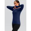 imageWomens Thermal Fleece Tops Long Sleeve Workout Shirts Running Athletic Base Layer with Thumb Holes Zipper PocketNavy