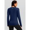 imageWomens Thermal Fleece Tops Long Sleeve Workout Shirts Running Athletic Base Layer with Thumb Holes Zipper PocketNavy