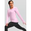 imageWomens Thermal Fleece Tops Long Sleeve Workout Shirts Running Athletic Base Layer with Thumb Holes Zipper PocketPink