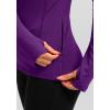 imageWomens Thermal Fleece Tops Long Sleeve Workout Shirts Running Athletic Base Layer with Thumb Holes Zipper PocketPurple