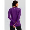 imageWomens Thermal Fleece Tops Long Sleeve Workout Shirts Running Athletic Base Layer with Thumb Holes Zipper PocketPurple