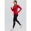imageWomens Thermal Fleece Tops Long Sleeve Workout Shirts Running Athletic Base Layer with Thumb Holes Zipper PocketRed