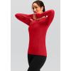 imageWomens Thermal Fleece Tops Long Sleeve Workout Shirts Running Athletic Base Layer with Thumb Holes Zipper PocketRed