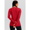 imageWomens Thermal Fleece Tops Long Sleeve Workout Shirts Running Athletic Base Layer with Thumb Holes Zipper PocketRed