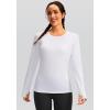 imageWomens Thermal Fleece Tops Long Sleeve Workout Shirts Running Athletic Base Layer with Thumb Holes Zipper PocketWhite