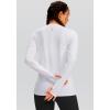 imageWomens Thermal Fleece Tops Long Sleeve Workout Shirts Running Athletic Base Layer with Thumb Holes Zipper PocketWhite