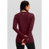 imageWomens Thermal Fleece Tops Long Sleeve Workout Shirts Running Athletic Base Layer with Thumb Holes Zipper PocketWine
