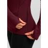 imageWomens Thermal Fleece Tops Long Sleeve Workout Shirts Running Athletic Base Layer with Thumb Holes Zipper PocketWine