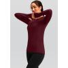 imageWomens Thermal Fleece Tops Long Sleeve Workout Shirts Running Athletic Base Layer with Thumb Holes Zipper PocketWine