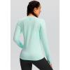 imageWomens Thermal Fleece Tops Long Sleeve Workout Shirts Running Athletic Base Layer with Thumb Holes Zipper PocketZaqua