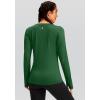 imageWomens Thermal Fleece Tops Long Sleeve Workout Shirts Running Athletic Base Layer with Thumb Holes Zipper PocketZarmy Green