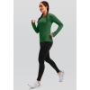 imageWomens Thermal Fleece Tops Long Sleeve Workout Shirts Running Athletic Base Layer with Thumb Holes Zipper PocketZarmy Green