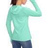 imageWomens UPF 50 Sun Protection Shirt Long Sleeve Lightweight Hoodie UV Shirts for Women Hiking Fishing OutdoorLight Green