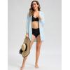 imageWomens UPF 50 Swim Cover Up Sun Protection Hoodie Long Jacket SPF Lightweight Beach Cover Ups for WomenLight Blue