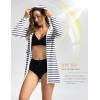imageWomens UPF 50 Swim Cover Up Sun Protection Hoodie Long Jacket SPF Lightweight Beach Cover Ups for WomenSea Stripe