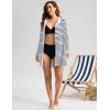 imageWomens UPF 50 Swim Cover Up Sun Protection Hoodie Long Jacket SPF Lightweight Beach Cover Ups for WomenSea Stripe