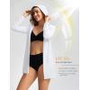 imageWomens UPF 50 Swim Cover Up Sun Protection Hoodie Long Jacket SPF Lightweight Beach Cover Ups for WomenWhite