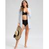 imageWomens UPF 50 Swim Cover Up Sun Protection Hoodie Long Jacket SPF Lightweight Beach Cover Ups for WomenWhite