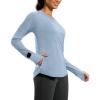 imageG Gradual Long Sleeve Workout Tops for Women Quick Dry Lightweight Running Athletic Shirts with Zip Pocket Moisture WickingDusty Blue