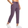 imageG Gradual Petite Pants for Women 24quot26quot Ankle Pants 2 Pockets Stretchy 78 Sweatpants for Golf Travel Athletic CasualDark Purple