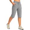 imageG Gradual Womens 15 Long Shorts Below The Knee Hiking Cargo Capris Stretch Quick Dry Bermuda Shorts for Women with PocketsLight Grey