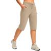 imageG Gradual Womens 15 Long Shorts Below The Knee Hiking Cargo Capris Stretch Quick Dry Bermuda Shorts for Women with PocketsLight Khaki