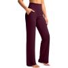imageG Gradual Womens Yoga Pants Wide Leg wiht Pockets High Waist Stretch Loose Casual Lounge Sweatpants PetiteRegularTallWine
