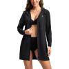 imageWomens UPF 50 Swim Cover Up Sun Protection Hoodie Long Jacket SPF Lightweight Beach Cover Ups for WomenBlack