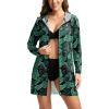 imageWomens UPF 50 Swim Cover Up Sun Protection Hoodie Long Jacket SPF Lightweight Beach Cover Ups for WomenLeaf