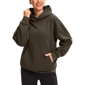 imageG Gradual Hoodies for Women Oversized Fleece Sweatshirt with Pocket Loose Fit Casual Athletic Workout PulloverApricot Brown