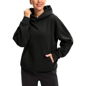 imageG Gradual Hoodies for Women Oversized Fleece Sweatshirt with Pocket Loose Fit Casual Athletic Workout PulloverBlack