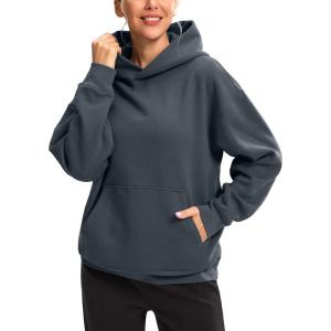 imageG Gradual Hoodies for Women Oversized Fleece Sweatshirt with Pocket Loose Fit Casual Athletic Workout PulloverDark Grey