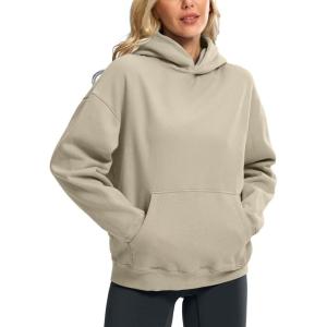 imageG Gradual Hoodies for Women Oversized Fleece Sweatshirt with Pocket Loose Fit Casual Athletic Workout PulloverLight Khaki