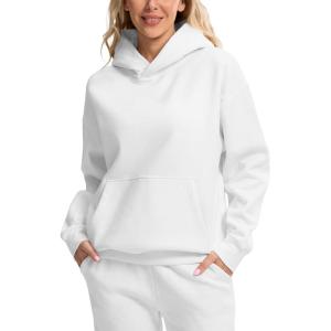 imageG Gradual Hoodies for Women Oversized Fleece Sweatshirt with Pocket Loose Fit Casual Athletic Workout PulloverWhite