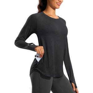 imageG Gradual Long Sleeve Workout Tops for Women Quick Dry Lightweight Running Athletic Shirts with Zip Pocket Moisture WickingBlack
