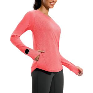 imageG Gradual Long Sleeve Workout Tops for Women Quick Dry Lightweight Running Athletic Shirts with Zip Pocket Moisture WickingDark Pink