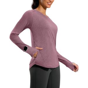 imageG Gradual Long Sleeve Workout Tops for Women Quick Dry Lightweight Running Athletic Shirts with Zip Pocket Moisture WickingPurple