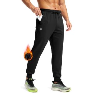 imageG Gradual Mens Fleece Joggers with Zipper Pockets Winter Warm Pants Water Resistant Athletic Workout Gym Sweatpants for MenBlack