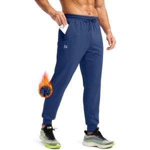 imageG Gradual Mens Fleece Joggers with Zipper Pockets Winter Warm Pants Water Resistant Athletic Workout Gym Sweatpants for MenBlue