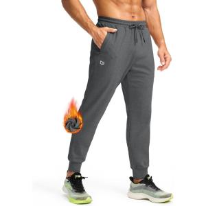 imageG Gradual Mens Fleece Joggers with Zipper Pockets Winter Warm Pants Water Resistant Athletic Workout Gym Sweatpants for MenCharcoal