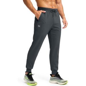 imageG Gradual Mens Fleece Joggers with Zipper Pockets Winter Warm Pants Water Resistant Athletic Workout Gym Sweatpants for MenDark Grey