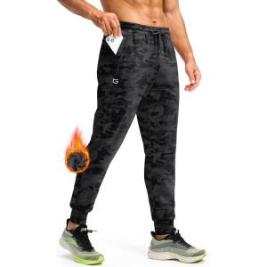 imageG Gradual Mens Fleece Joggers with Zipper Pockets Winter Warm Pants Water Resistant Athletic Workout Gym Sweatpants for MenGrey Camo