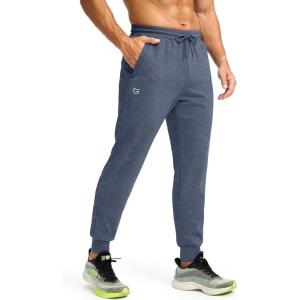 imageG Gradual Mens Fleece Joggers with Zipper Pockets Winter Warm Pants Water Resistant Athletic Workout Gym Sweatpants for MenHeather Dusty Blue
