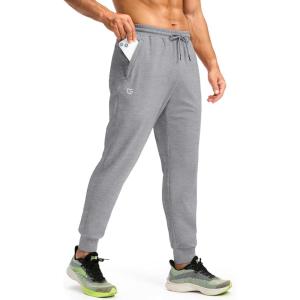 imageG Gradual Mens Fleece Joggers with Zipper Pockets Winter Warm Pants Water Resistant Athletic Workout Gym Sweatpants for MenHeather Medium Grey