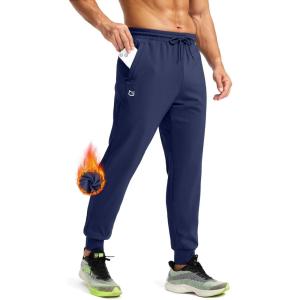 imageG Gradual Mens Fleece Joggers with Zipper Pockets Winter Warm Pants Water Resistant Athletic Workout Gym Sweatpants for MenNavy