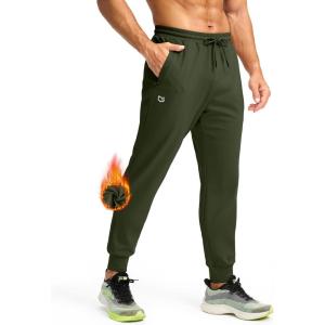 imageG Gradual Mens Fleece Joggers with Zipper Pockets Winter Warm Pants Water Resistant Athletic Workout Gym Sweatpants for MenOlive