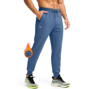 imageG Gradual Mens Fleece Joggers with Zipper Pockets Winter Warm Pants Water Resistant Athletic Workout Gym Sweatpants for MenSlate Blue