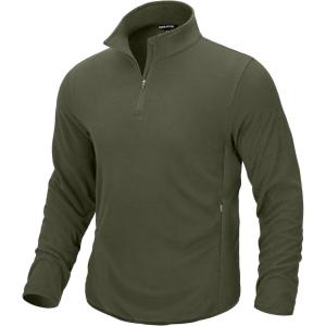 imageG Gradual Mens Quarter Zip Pullover Fleece with 2 Zipper Pockets Long Sleeve Golf Shirt Winter Athletic Sweater LightweightArmy Green