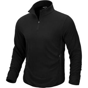 imageG Gradual Mens Quarter Zip Pullover Fleece with 2 Zipper Pockets Long Sleeve Golf Shirt Winter Athletic Sweater LightweightBlack