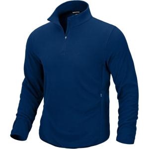 imageG Gradual Mens Quarter Zip Pullover Fleece with 2 Zipper Pockets Long Sleeve Golf Shirt Winter Athletic Sweater LightweightBlue